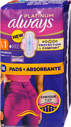 Egészségügyi betét Platinum, 1-es méret, normal always