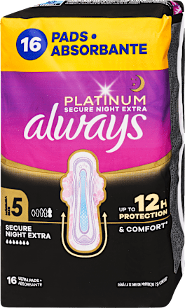 Egészségügyi betét Platinum Secure Night Extra, 5-ös méret always