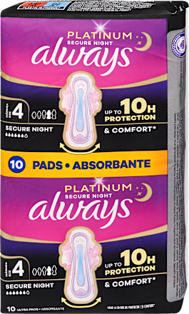 Egészségügyi betét Platinum, 4-es méret, secure night always