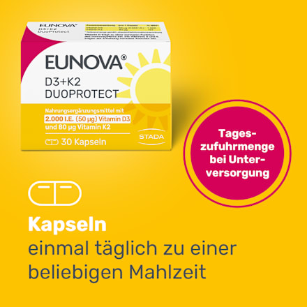 EUNOVA D3+K2 DuoProtect 2.000 I.E. Kapseln (2x90 St) EUNOVA