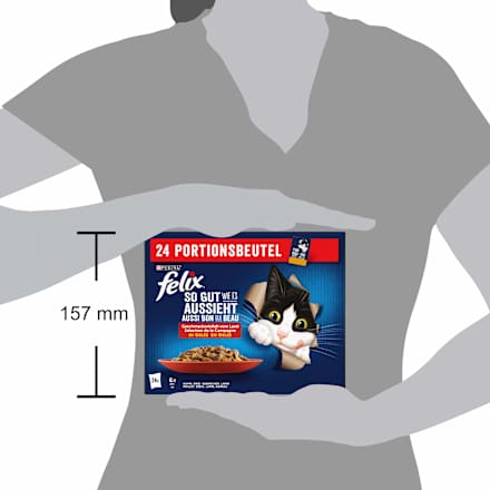 Nassfutter Katze, Geschmacksvielfalt vom Land in Gelee,Multipack (24x85 g) Felix