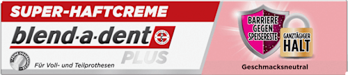 Haftcreme Plus Barriere gegen Speisereste geschmacksneutral blend-a-dent