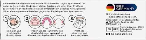 Haftcreme Plus Barriere gegen Speisereste geschmacksneutral blend-a-dent