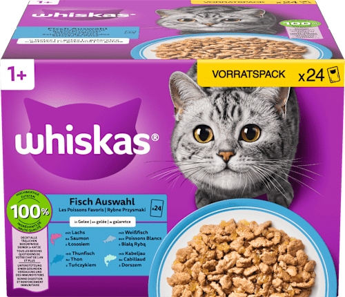 Nassfutter Katze Fischauswahl in Gelee, Multipack (24x85 g) Whiskas