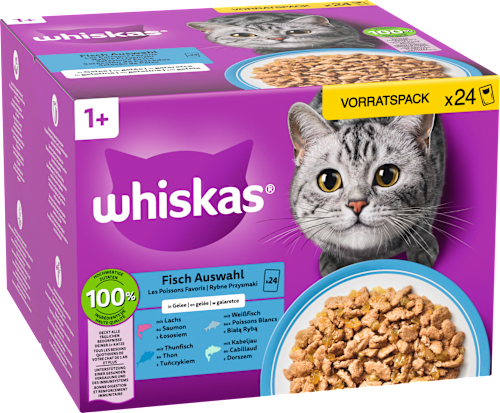 Nassfutter Katze Fischauswahl in Gelee, Multipack (24x85 g) Whiskas