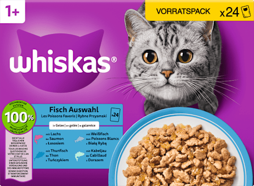 Nassfutter Katze Fischauswahl in Gelee, Multipack (24x85 g) Whiskas