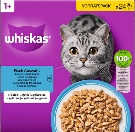 Nassfutter Katze Fischauswahl in Gelee, Multipack (24x85 g) Whiskas