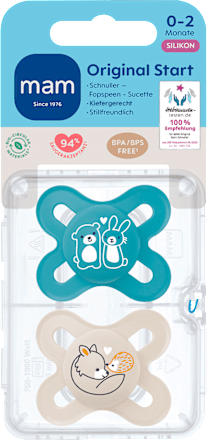 Schnuller Original Start blau/beige 0-2 Monate mam
