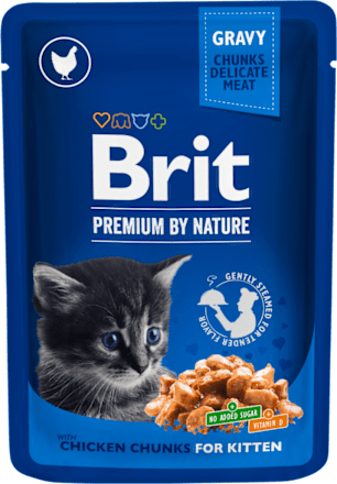 Krmivo pre mačiatka v kapsičke Premium By Nature s kuracími kúskami v omáčke Brit