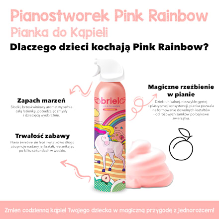 Koreańska pianka do kąpieli brzoskwinia Pianostworek Pink Rainbow briel