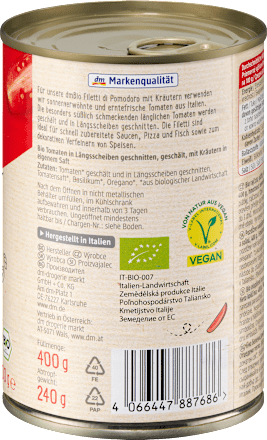 Tomatenfilets geschält mit Kräutern dmBio