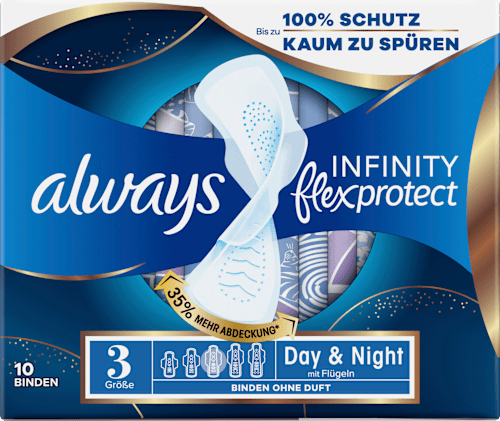 Binden mit Flügeln Infinity flex protect Nacht always