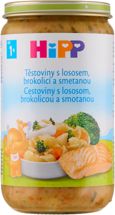 příkrm Těstoviny s lososem, brokolicí a smetanou HiPP