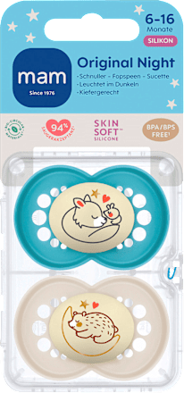 Schnuller Original Night Silikon blau/creme, 6-16 Monate mam