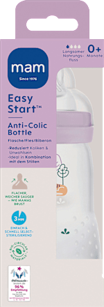 Babyflasche Easy Start Anti-Colic, lila, von Geburt an, 260 ml mam