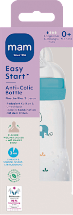 Babyflasche Easy Start Anti-Colic, blau, von Geburt an, 260 ml mam