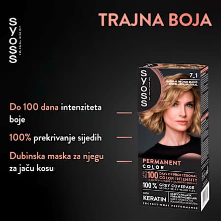 Boja za kosu – 7-1 prirodna srednje plava syoss