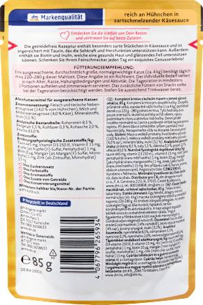 Popolna hrana za odrasle mačke s piščancem v sirovi omaki DEIN BESTES