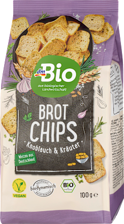 Chips di pane all'aglio ed erbe aromatiche dmBio