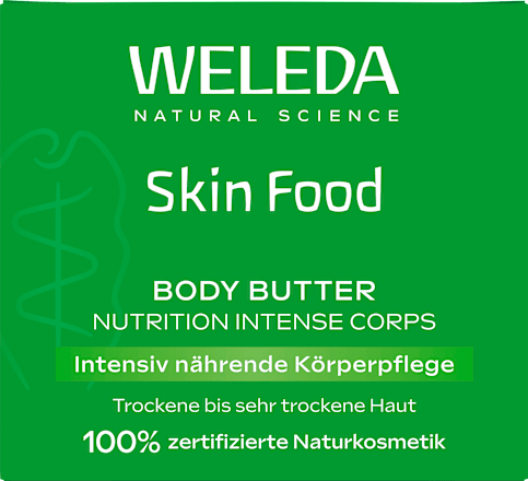 Körperbutter Skin Food im Glastiegel WELEDA