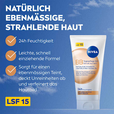 BB Creme Essentials 5in1 mittlerer bis dunkler Hauttyp, LSF 15 NIVEA