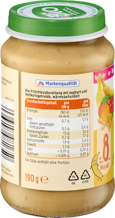 bio příkrm jablko, banán & jogurt dmBio