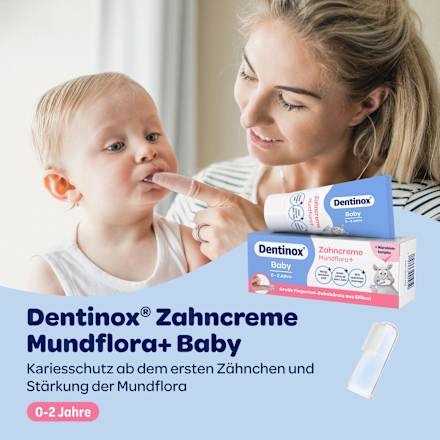 Zahnpasta Baby Mundflora+ mit Fingerzahnbürste, 0-2 Jahre Dentinox