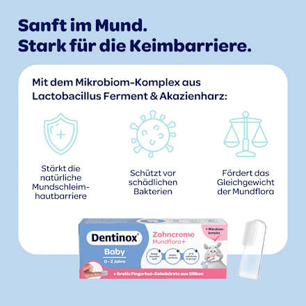 Zahnpasta Baby Mundflora+ mit Fingerzahnbürste, 0-2 Jahre Dentinox