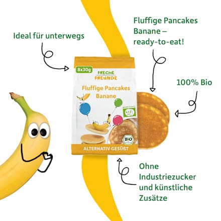 Kindersnack Pancakes Banane ready-to-eat (4x2 Stück) ab 3 Jahren Freche Freunde
