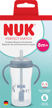 Trinklernflasche Perfect Match mit Strohhalm, Pinguin, 8+ Monate  NUK