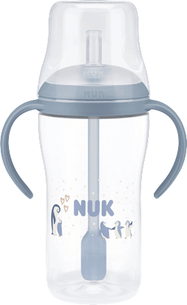 Trinklernflasche Perfect Match mit Strohhalm, Pinguin, 8+ Monate  NUK