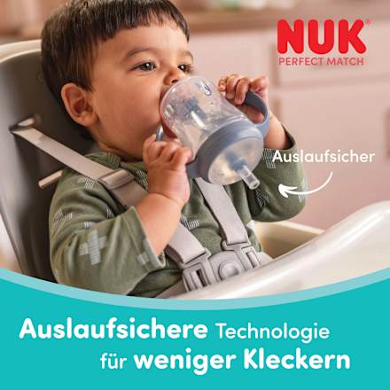 Trinklernflasche Perfect Match mit Strohhalm, Pinguin, 8+ Monate  NUK
