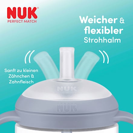 Trinklernflasche Perfect Match mit Strohhalm, Pinguin, 8+ Monate  NUK