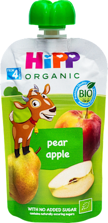 Hippis BIO kašica u vrećici - kruška i jabuka, 4+ mj. HiPP