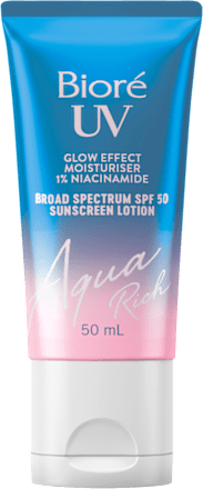 Opaľovací krém Aqua Rich UV Glowy Weightless Moisturiser SPF 50 Bioré