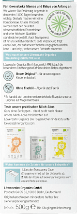 Anfangsmilch Pre von Geburt an Löwenzahn Organics