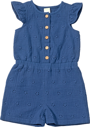 Overall aus Musselin mit Lochstickerei, blau, Gr. 110 ALANA