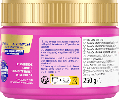 Fleckenentferner Pulver Oxi Action Pink Vanish