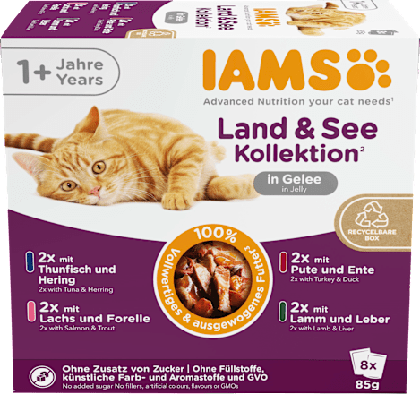 Nassfutter Katze Land & Sea Collection in Gelee Multipack (8x85 g) IAMS