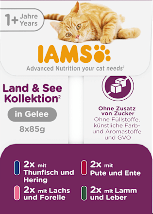 Nassfutter Katze Land & Sea Collection in Gelee Multipack (8x85 g) IAMS
