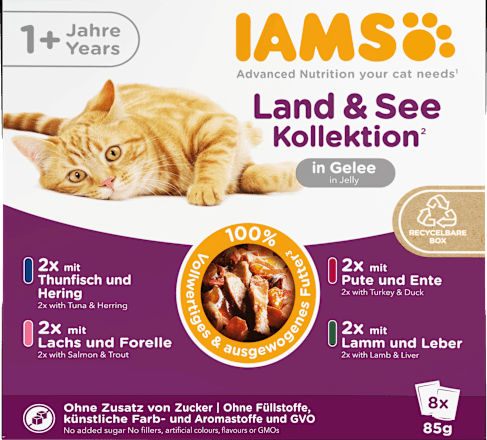 Nassfutter Katze Land & Sea Collection in Gelee Multipack (8x85 g) IAMS