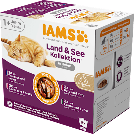 Nassfutter Katze Land & Sea Collection in Gelee Multipack (8x85 g) IAMS