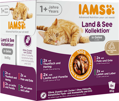 Nassfutter Katze Land & Sea Collection in Gelee Multipack (8x85 g) IAMS