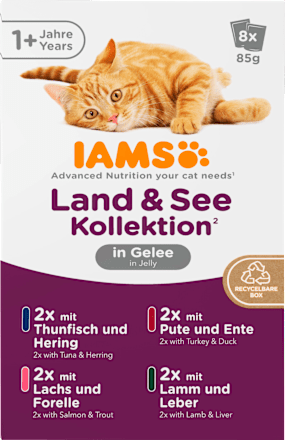 Nassfutter Katze Land & Sea Collection in Gelee Multipack (8x85 g) IAMS