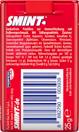 Pastillen, Erdbeere, zuckerfrei (36 Stück) Smint