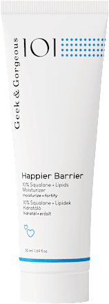 101 Arckrém Happier Barrier 7% Squalane, Omega-6 ceramide, Bisabolol, Allantoin, Zöld tea kivonattal Geek&Gorgeous