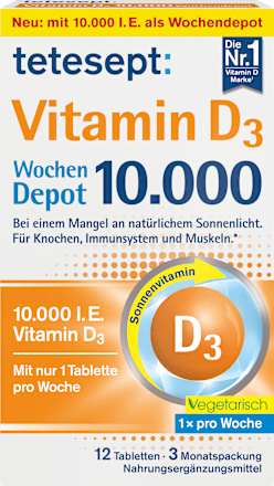 Vitamin D3 10.000 I.E. Wochendepot Tabletten 12 St tetesept