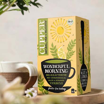Kräutertee "Wonderful Morning" mit Zitronengras, Mate & Zitronenverbene (20 Beutel) Cupper