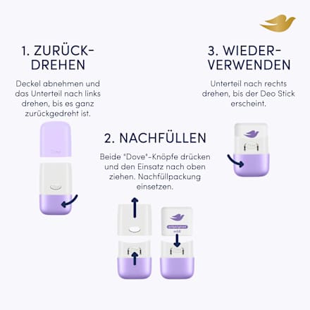 Antitranspirant Deostick Veilchen- & Tonkabohnenduft, Nachfüllpack Dove