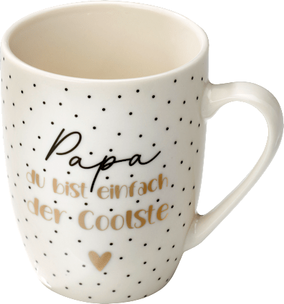 Kaffeebecher "Papa du bist einfach der Coolste", weiß/gold/schwarz BOLTZE